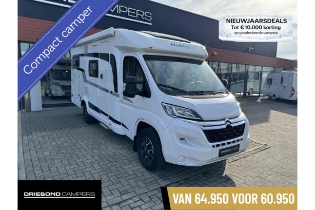 Hobby V65 GE Optima Ontour Enkele Bedden Fietsenrek Luifel Schotel