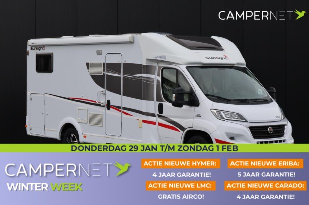 Sunlight T65 130pk Multijet | Dwarsbed | Hefbed | Gescheiden douche | Fietsendrager | Luifel |