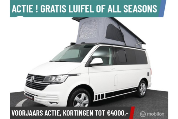 Volkswagen Transporter 6.1 Buscamper 2.0TDI 150Pk Aut/ DSG-7 Inbouw nieuw California-look | 4-Pers | Slaap-hefdak |NWST