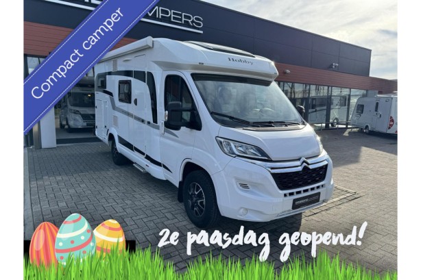 Hobby V65 GE Optima Ontour Enkele Bedden Fietsenrek Luifel Schotel