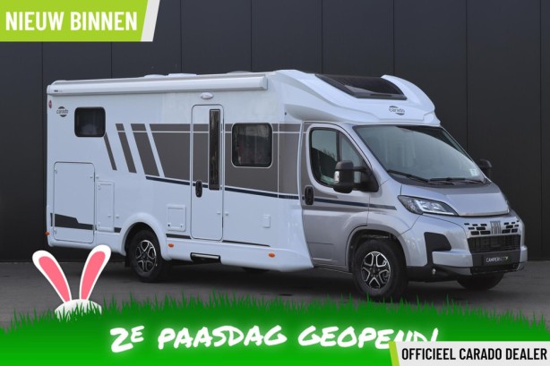 Carado T448 140pk Automaat | Pro + pakket | Hefbed | Nieuw uit voorraad leverbaar | Luifel | Lengtebedden | Grote garage | Panoramaraam boven cabine |