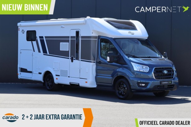 Carado T447 Edition 26 165pk Automaat | Lengtebedden | Luifel | Hefbed | Gescheiden douche | Fietsendrager | 12&amp;#039;&amp;#039; Ford multimediasysteem | Parkeersensoren |