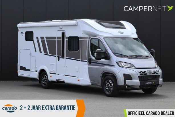 Carado T448 140pk Automaat | Pro + Pakket | Lengtebedden | Luifel | Grote garage | Hefbed | Nieuw uit voorraad leverbaar |Panoramaraam |