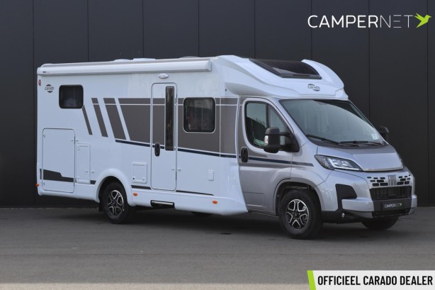 Carado T448 140pk Automaat | Pro + pakket | Hefbed | Nieuw uit voorraad leverbaar | Luifel | Lengtebedden | Grote garage | Panoramaraam boven cabine |