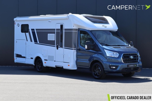 Carado T447 Edition 26 165pk Automaat | Lengtebedden | Luifel | Hefbed | Gescheiden douche | Fietsendrager | 12&amp;#039;&amp;#039; Ford multimediasysteem | Parkeersensoren |